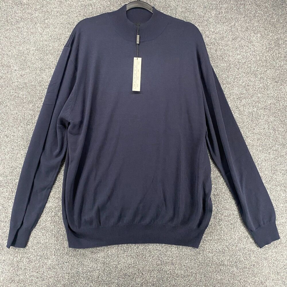 Bagazio Sweater Mens‎ 2X Blue Mock Neck Preppy Business Casual Office Career